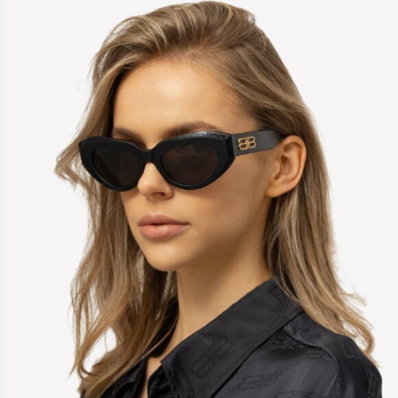 NEW BB0236S 001 BALENCIAGA BLACK WOMEN CAT EYE BALENCIAGA SUNGLASSES - Picture 7 of 12